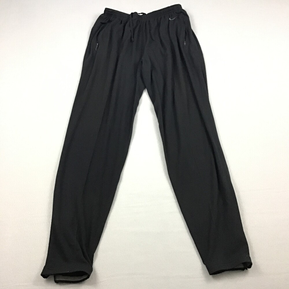 Nike Pants Men XL Black Elastic Waist Drawstring Pockets Running Dri Fit